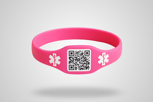 A photo of Silicone Wristbands with QR Code from JM Band®. Purchase Silicone wristbands in 12 mm here.