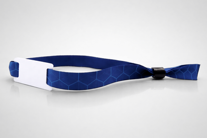 MiFare UL EV1 fabric wristband in stock in blue with pattern at JM Band®