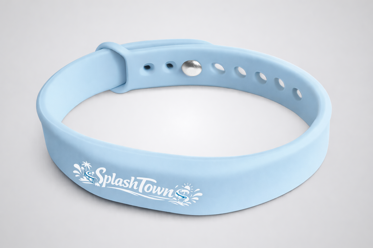 Een foto van een siliconen armband met NFC en een eigen ontwerp van JM Band®.
