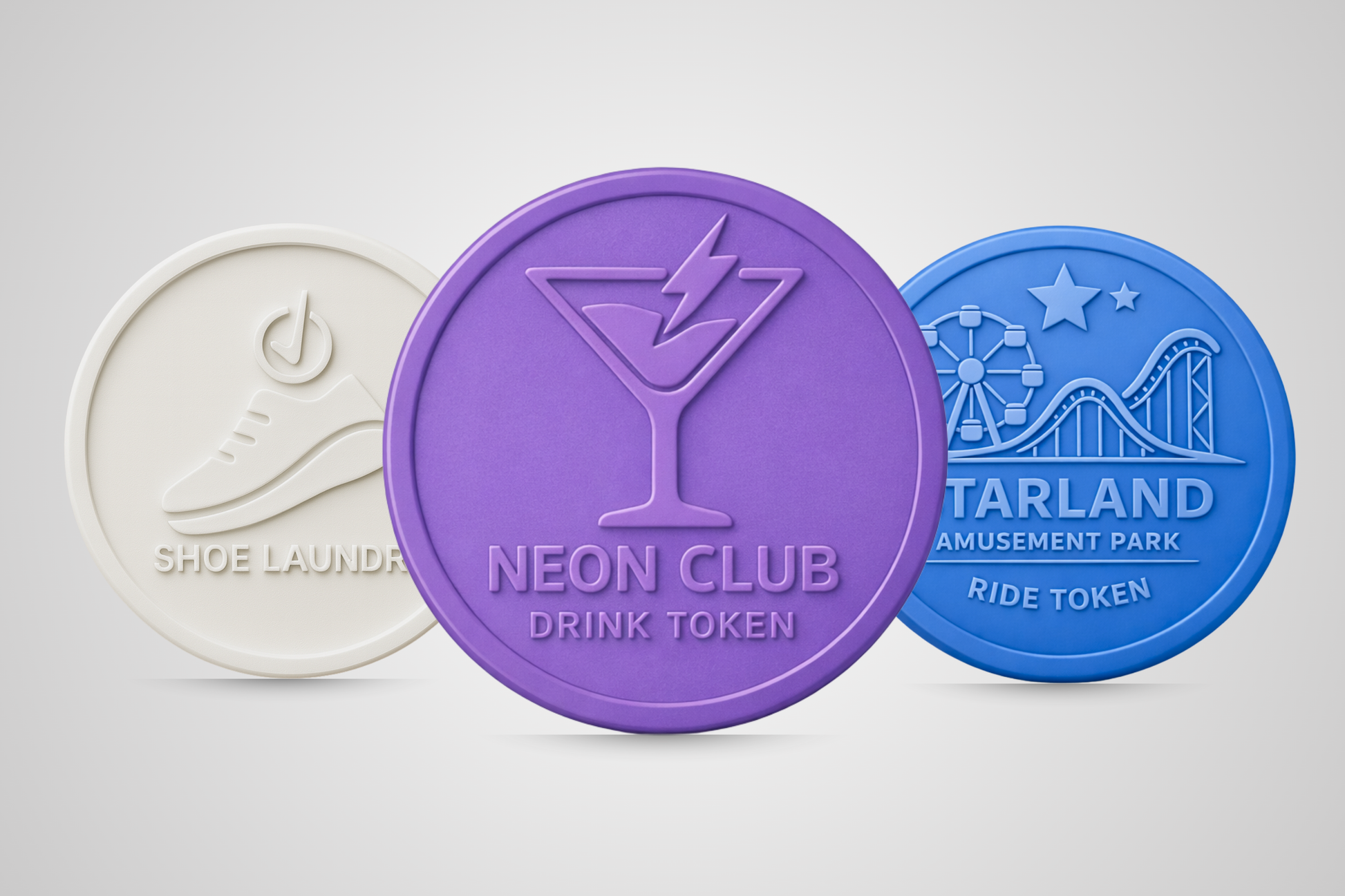 Plastic fiches met reliëf en logo van JM Band®.