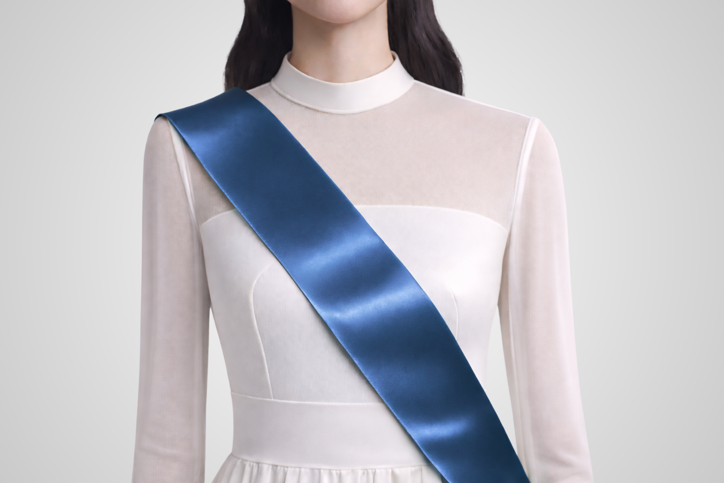 Blauwe, milieuvriendelijke satijnen sjerp zonder opdruk van JM Band®.
