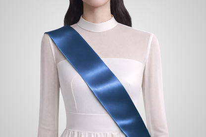 Blauwe, milieuvriendelijke satijnen sjerp zonder opdruk van JM Band®.