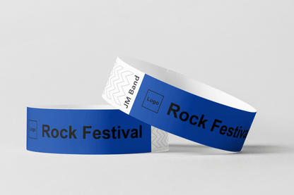 Papieren polsbandjes - Zwarte opdruk Papieren polsbandjes JM Band® 10 Donkerblauw