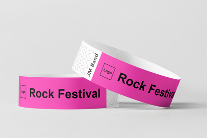 Papieren polsbandjes - Zwarte opdruk Papieren polsbandjes JM Band® 10 Roze
